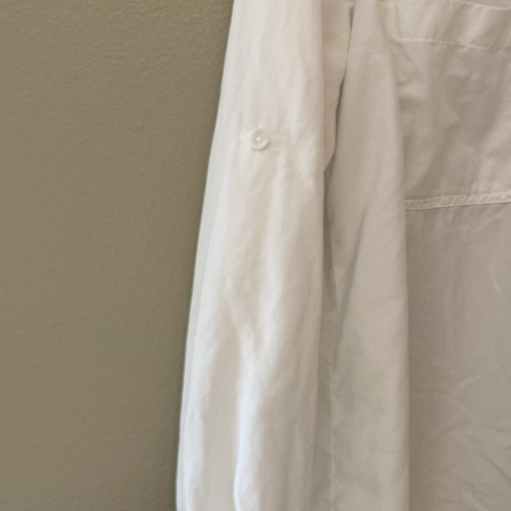 Side Stitch Los Angeles Button Front White Tunic with Roll Tab Sleeve Size XS - Picture 6 of 10